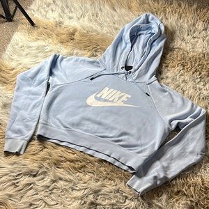 Nike Baby Blue Cropped Sweater with Iconic Logo
